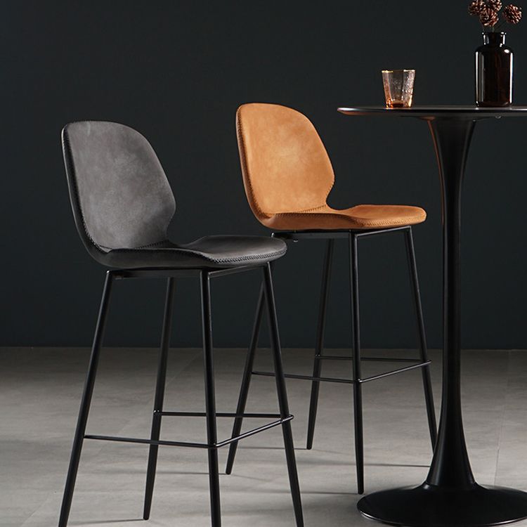 Scandinavian Footrest Matte Finish Barstool Restaurant Leather Stool