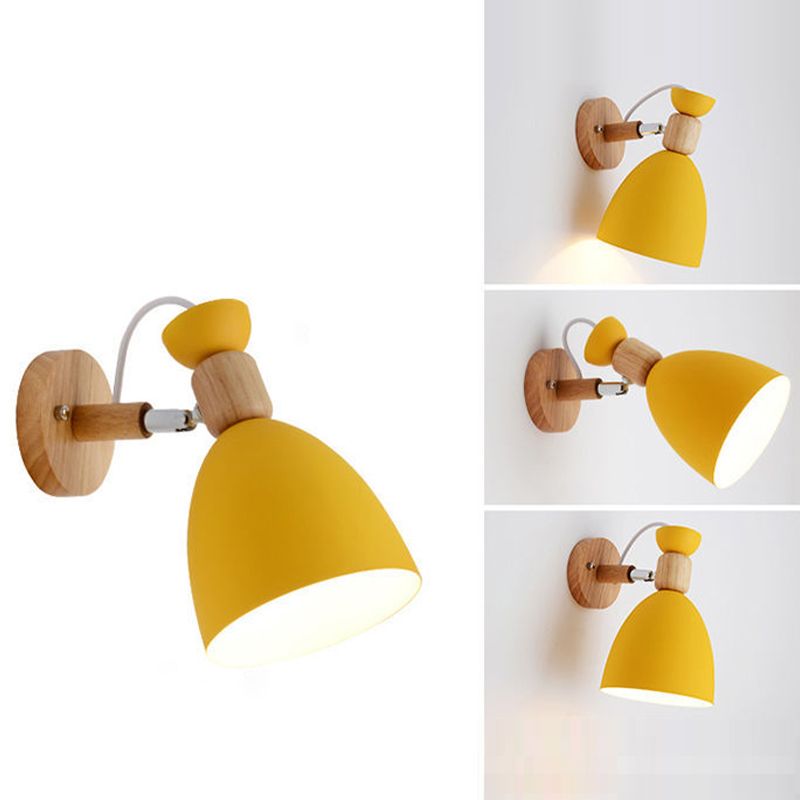 Macaron Cone Shape Wall Sconce Metal 1 Light Sconces for Bedroom