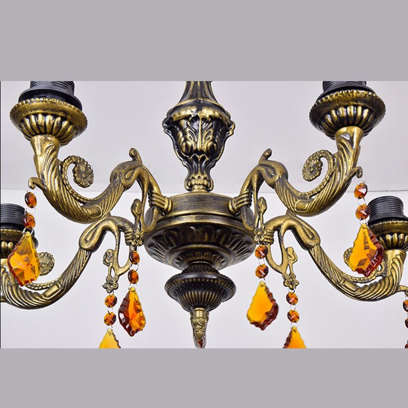 Lustre de style tiffany 5 lumières vitrail