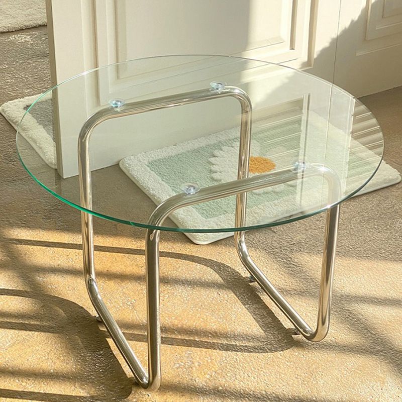 Modern Glass Sled Cocktail Table Round 1 Single Coffee Table