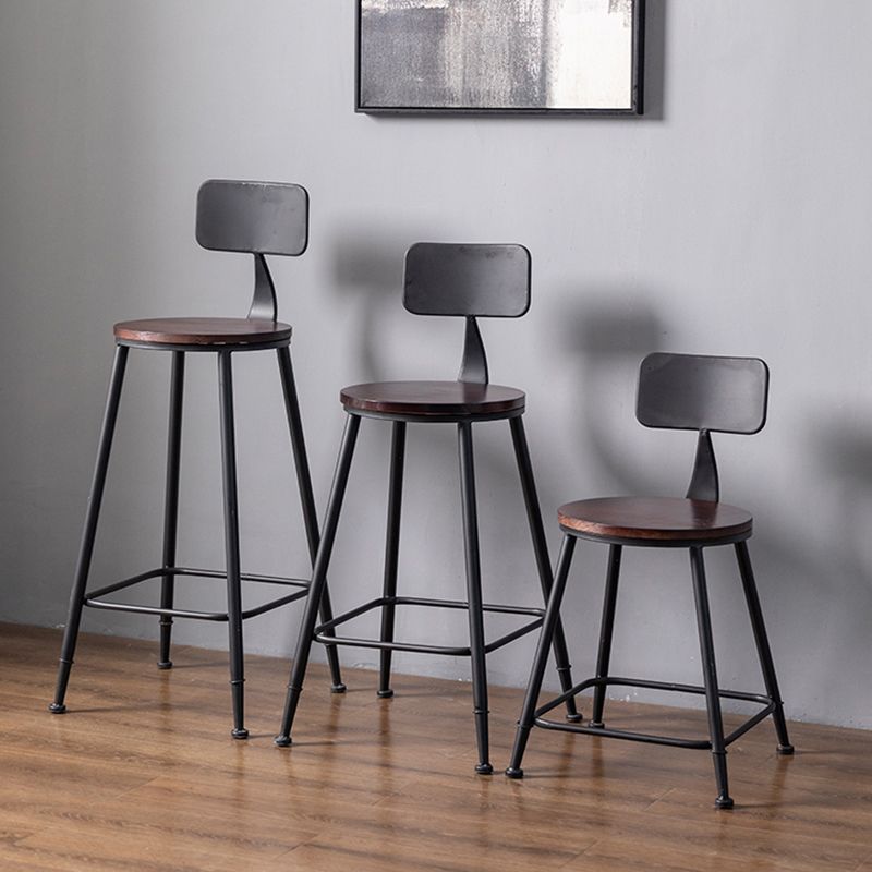 Modern Armless Backrest Counter Stool Iron Bar Stool with Seat and Pedal for Cafe