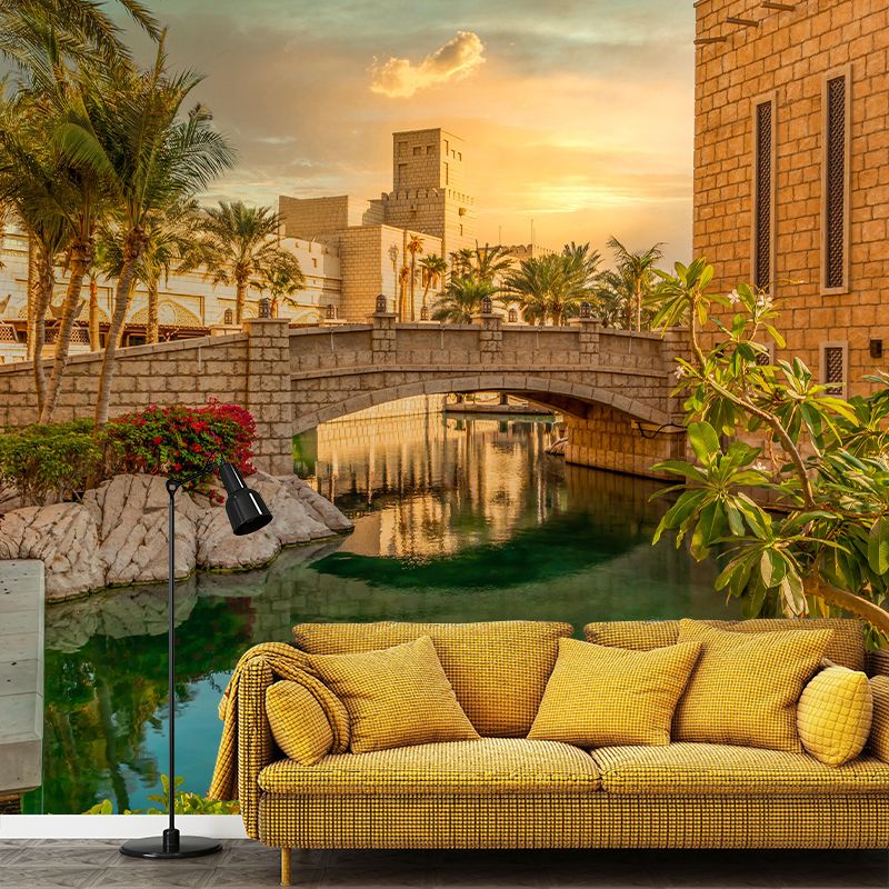 Construction Mural Wallpaper Mildew Resistant Modern Style Living Room Decoration