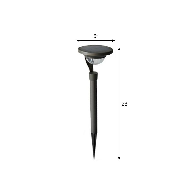 Garden Pond LED Pathway Light Simple Dark Grey Solar Stake Light with Bowl Plastic Shade