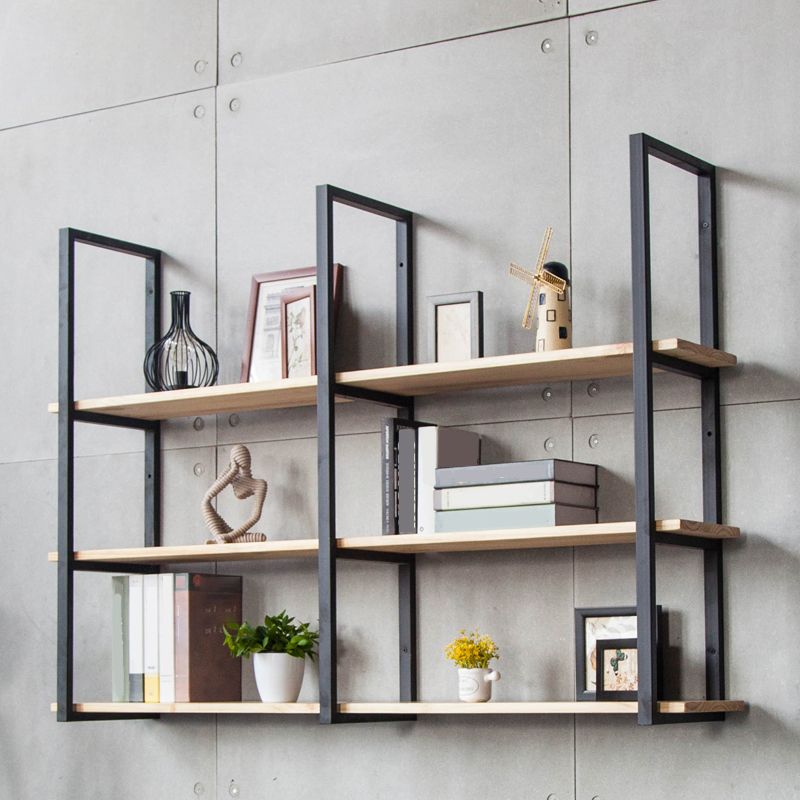 Wall Mounted Bookcase Modern Wooden Close Back Bookshelf with Shelves