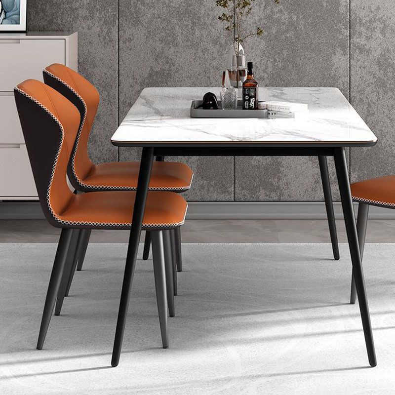 Contemporary Leather Wingback Side Chair Matte Finish Bedroom Dining Chair