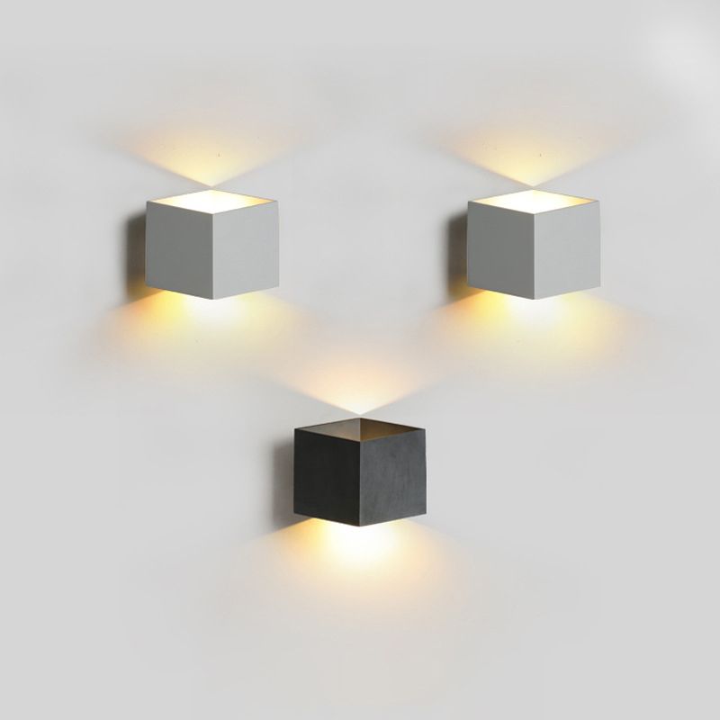 Modern Style Square Shade Wall Sconce Metal 2 Lights Sconces for Bedroom