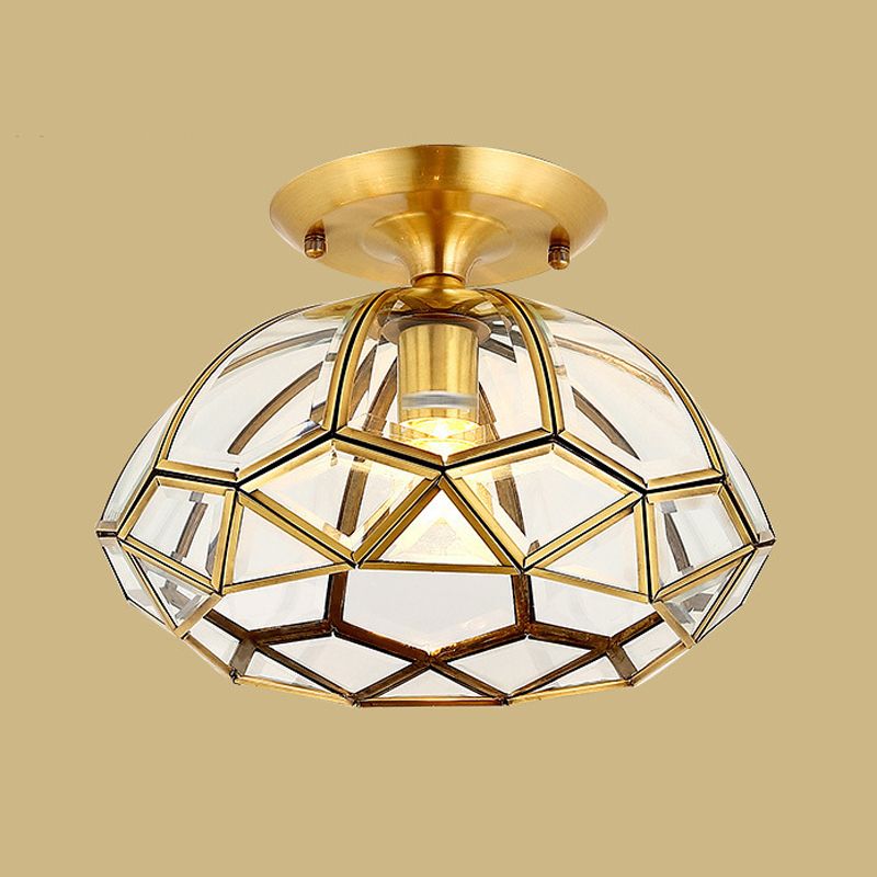 Single Golden Flush Mount Lighting Glass Ceiling Light for Bedroom