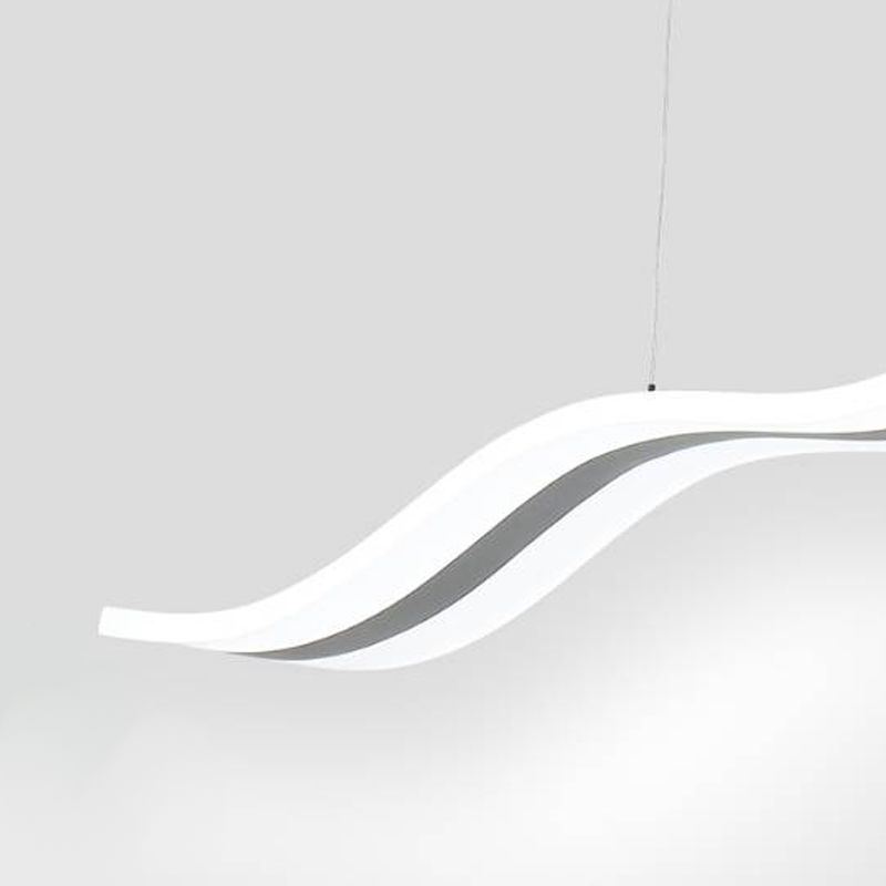 White Metal Hanging Pendant Lights Modern S Shape Hanging Lamps for Office