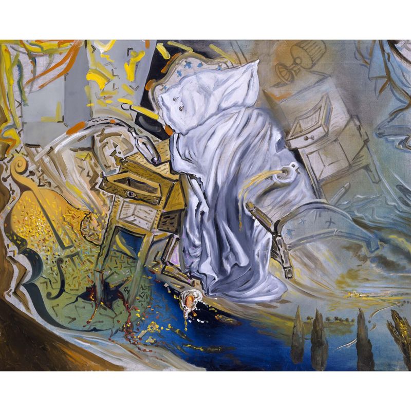 Yellow Chaotic Bedroom Wall Mural Surrealist Stain Resistant Indoor Wall Art, Customized Size