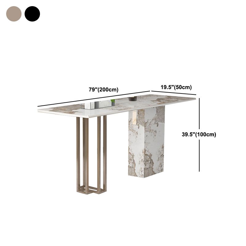 Double Pedestal Kitchen Counter Height Table Contemporary Rectangle Pub Table