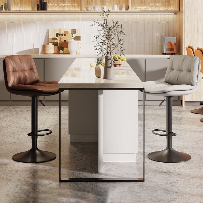 Scandinavian Adjustable Height Bar Stool Leather Upholstered Bar Stool