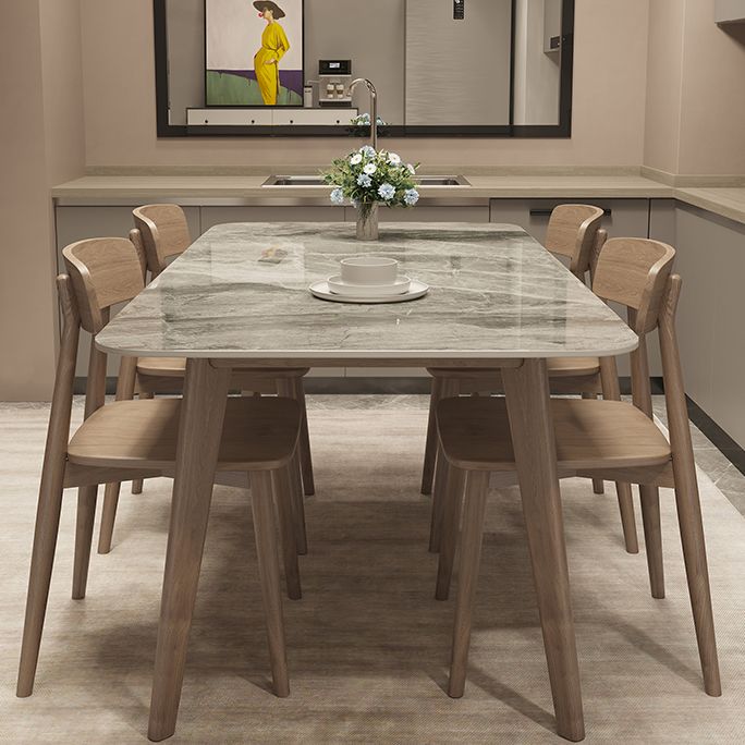 Rectangle Shaker Style Dining Table 4 Solid Wood Brown Legs Dining Table