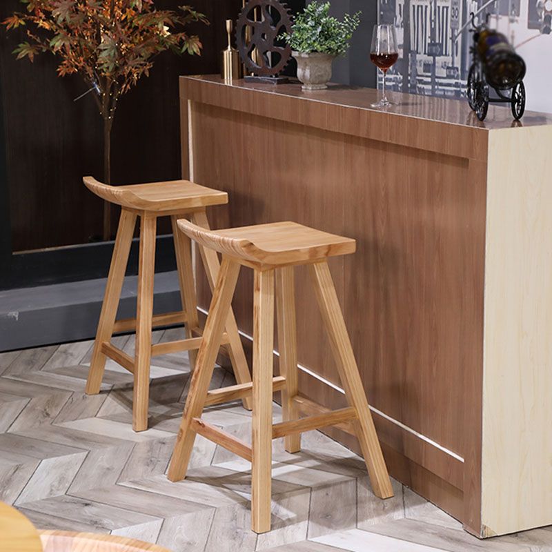 Contemporary Solid Wood Barstool Bristol Bar Stool with Footrest and Backless