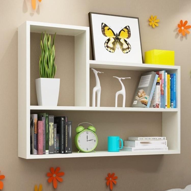 Wall Mounted Bookshelf Scandinavian Style Bookcase for Study Room and Office