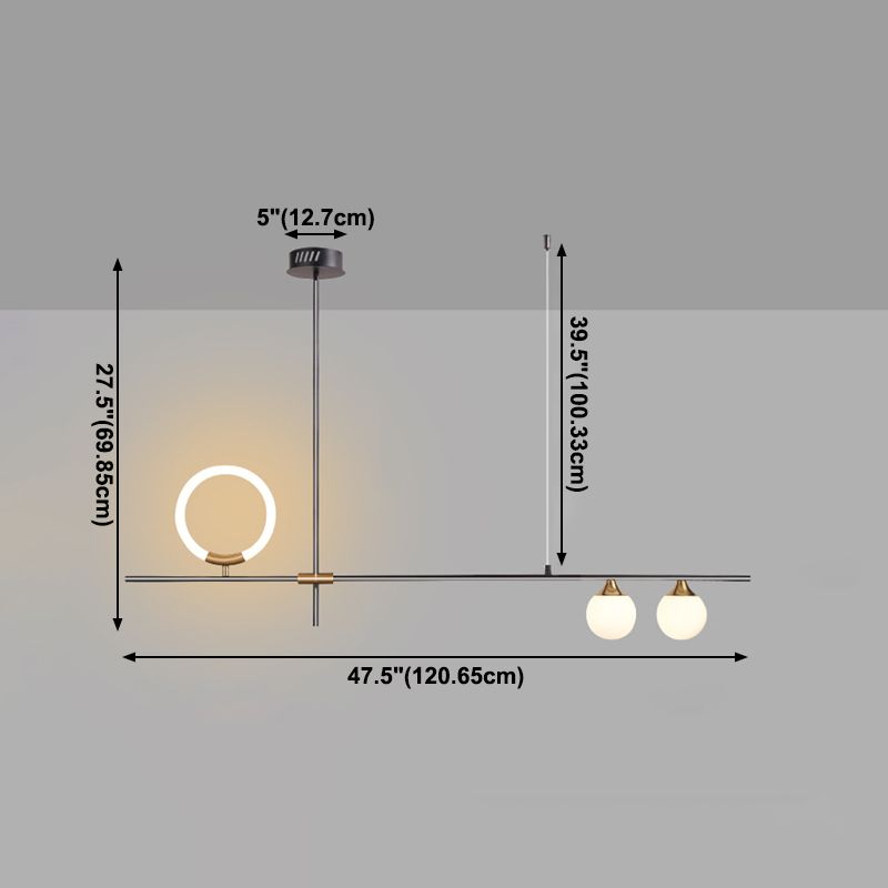 Iluminación de la isla geométrica Modernismo de lámpara de metal de metal para comedor de cocina