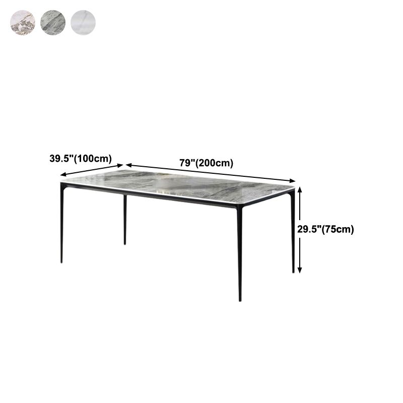 Eettafel met stenen blad Eigentijdse eettafel met 4 poten in zwart