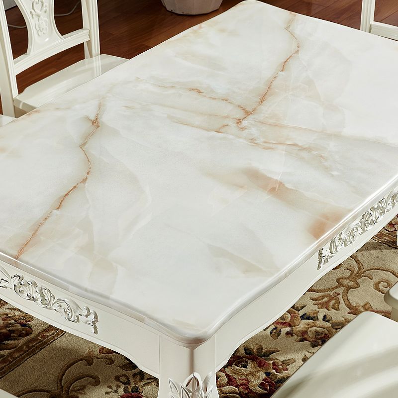 Nordic Sintered Stone Top Dining Set with 4 White Solid Wood Legs for Dining Furniture