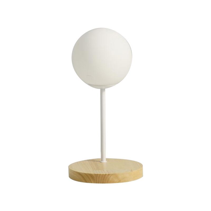 Lámpara de mesa LED Luz de escritorio de madera moderna con sombra Galss para sala de estar (el juguete no incluye)