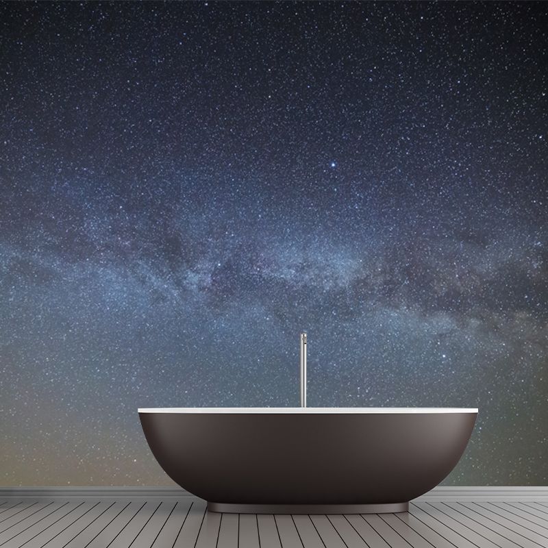 Grey-Blue Milky Way Mural Wallpaper Stain Resistant Modernist Bedroom Wall Decor