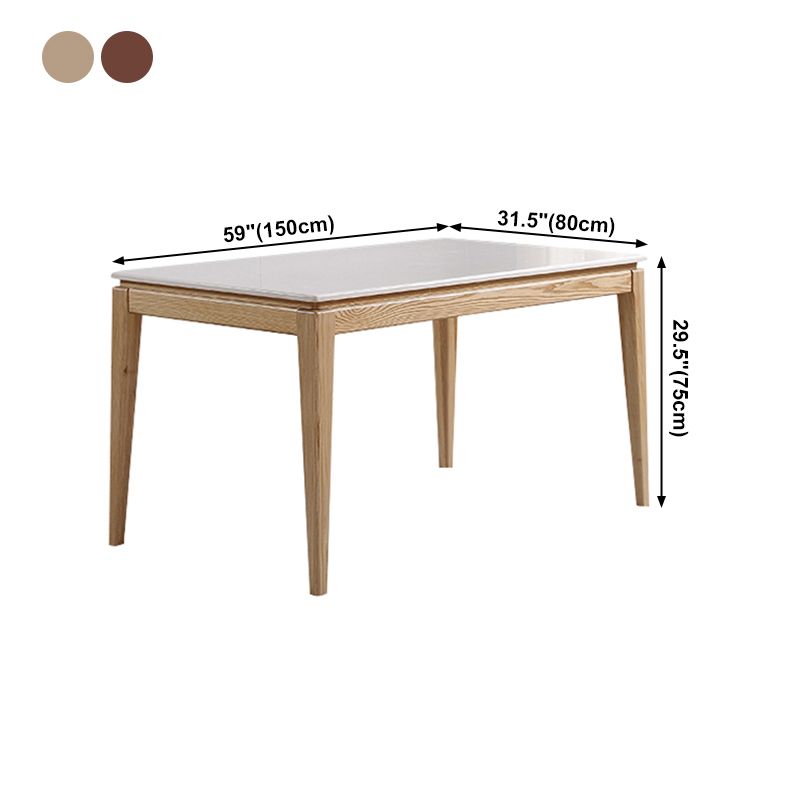 Table à manger rectangulaire du milieu du siècle, table en marbre avec base à 4 pieds pour la maison