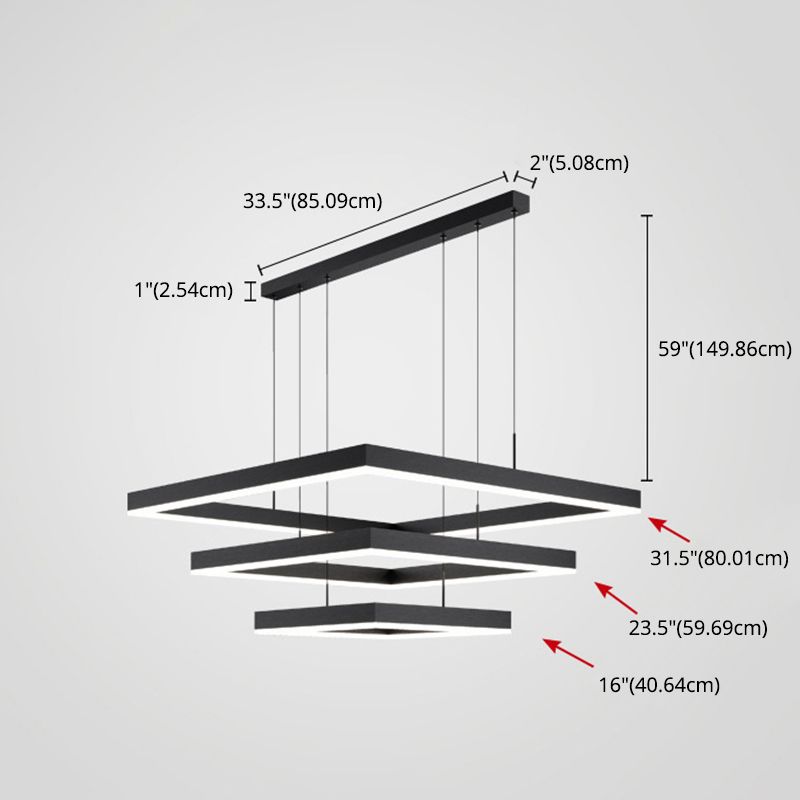 Simplicidad moderna colgando accesorio de luces de techo acrílico de lámpara de múltiples niveles de múltiples niveles para restaurante