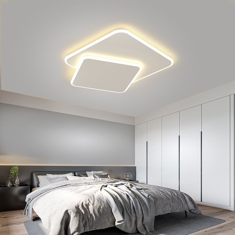 Metal Geometric Ceiling Mount Light Fixture Modern LED Ceiling Light in White