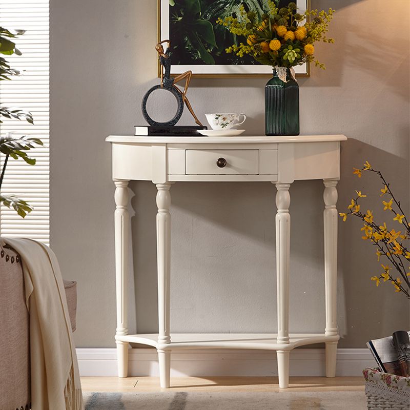 4 Legs Mid-Century Modern Wood Console Table with Single Drawer