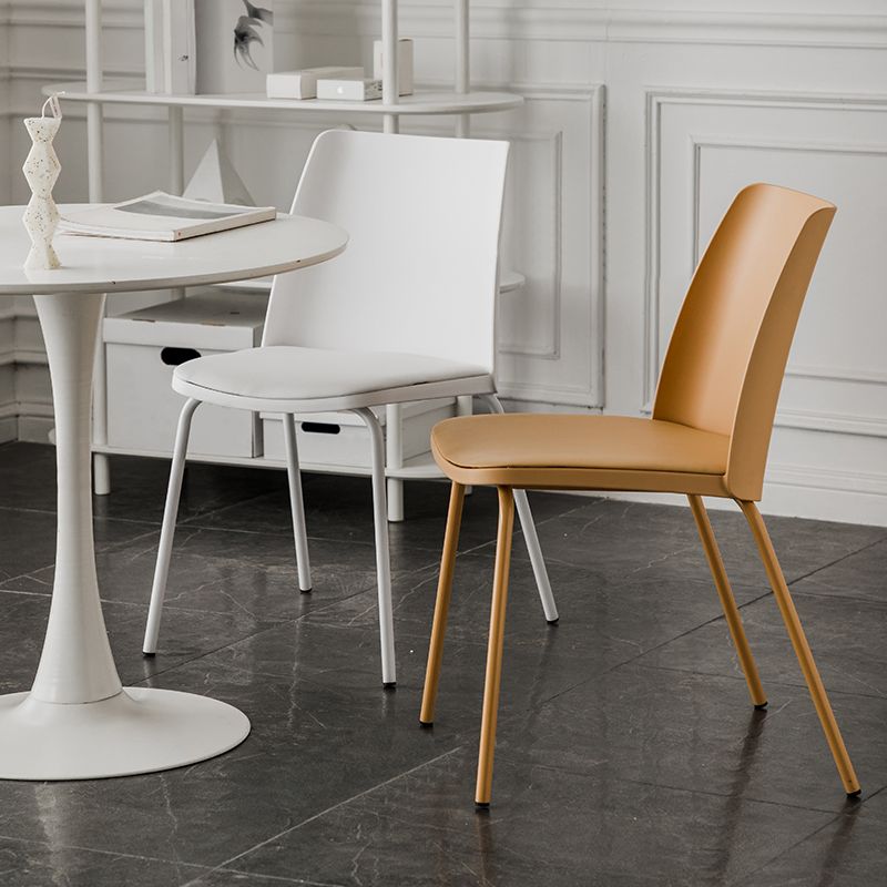 Modern Solid Back Side Chair Plastic Upholstered Armless Chair for Dining Room
