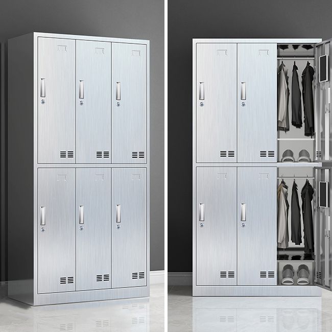 Modern Chrome Storage Cabinet for Bathroom Metal Cabinet with Hinged Doors