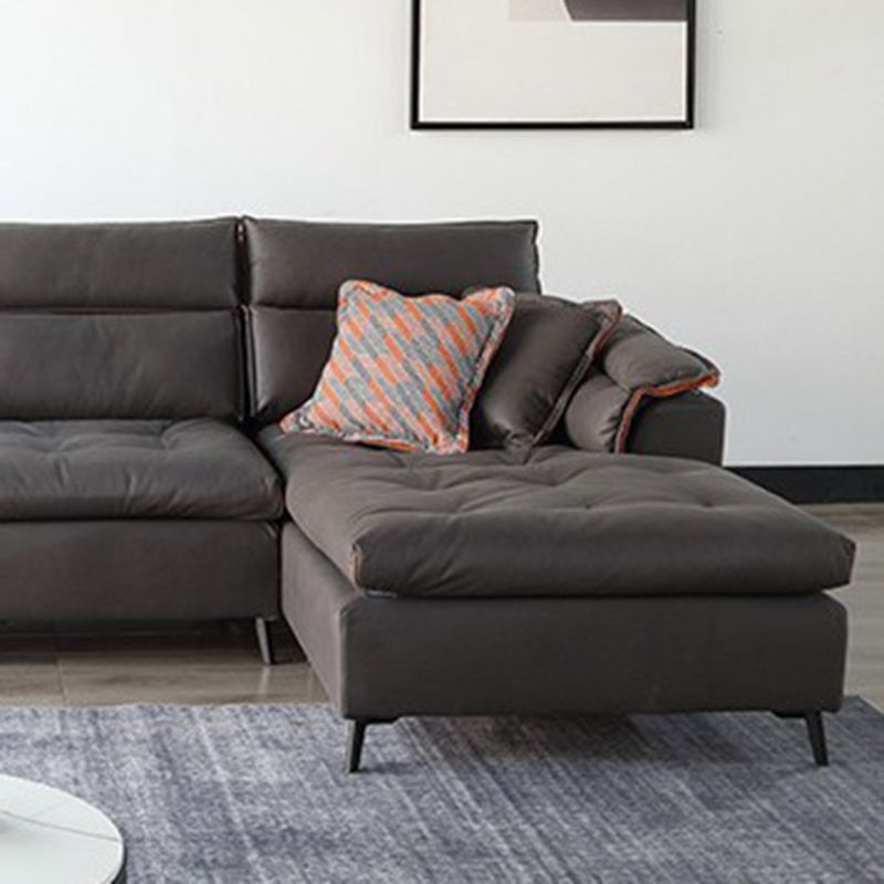 Modern Tufted Sofa & Chaise Stain Resistant Sectional .41.33 Inch in Dark Grey