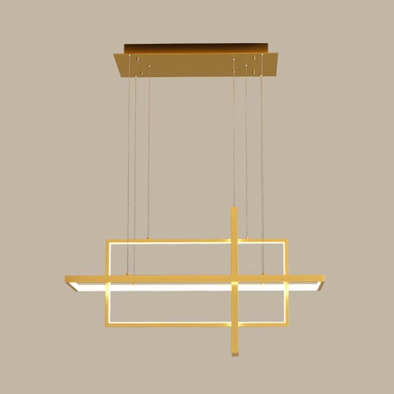 Rectangle Island Lighting Modernism Metal Pendant Light Fixture for Dining Room