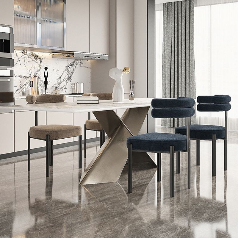 Industrial Velvet Dining Room Chair Open Back Dining Side Chair for Restaurant Use