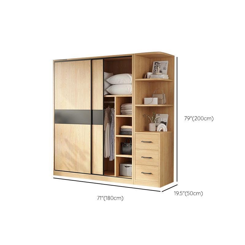 Modern Pine Solid Wood Wardrobe Freestanding Wardrobe with Soft Close Doors