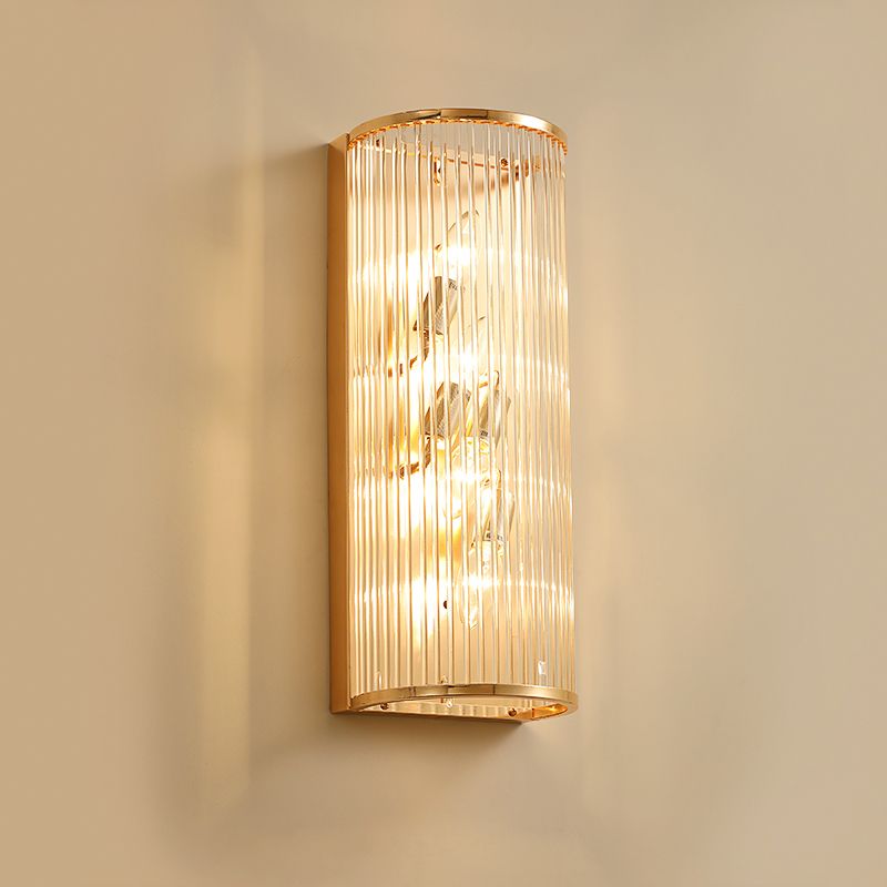 Minimalism Cylinder Wall Mount Lamp Crystal Rod 4 Lights Hallway Wall Sconce Lighting in Gold