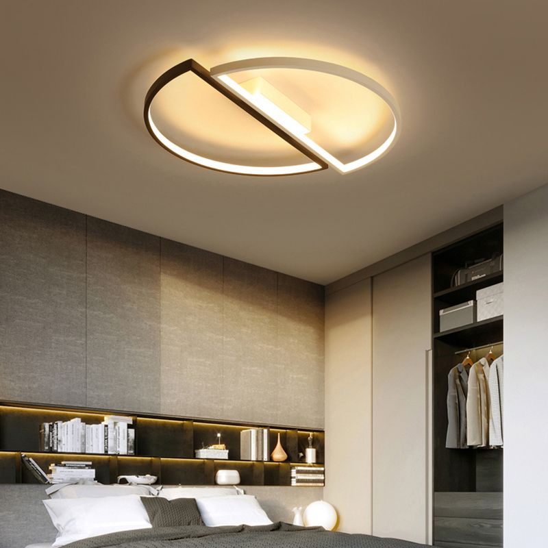 Acrylic Splicing Round LED Flush Mount Light Simplicity Flush Mount Ceiling Light in Black and White