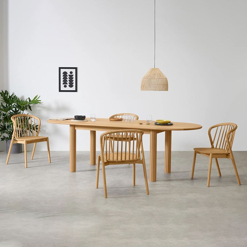 Modern Style Dining Oval Table Dining Wooden Table for Restaurant with Wood Legs