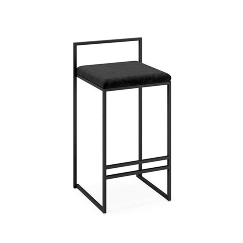 Industrial Square Upholstered Counter Stool Armless Bar Chair with Metal Footrest