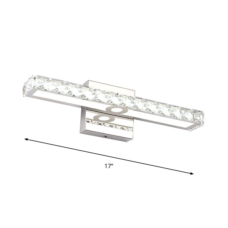 Rectangle Vanity Wall Sconce Modern Style Clear Crystal Integrated LED Bathroom Wall Mounted Lamp