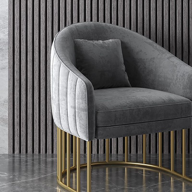 Velvet Barrel Accent Chair 27.55" Wide Arms  Included Chair with Golden Legs