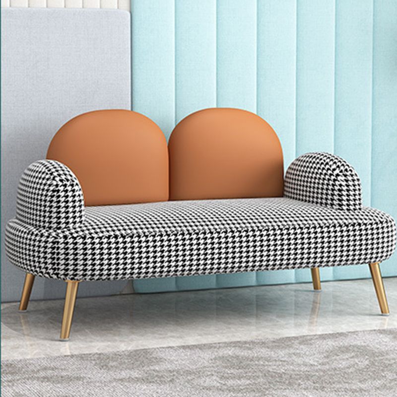 Contemporary Camel Back Standard Sofa Fabric Round Arm Sofa for Bonus Room