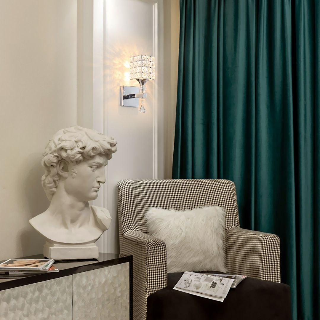 Armed Vanity Wall Lights Modern Minimalist Style Crystal Single Vanity Lamp