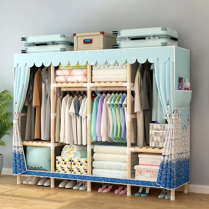 Contemporary Style Wardrobe Solid Wood Wardrobe Closet with Legs