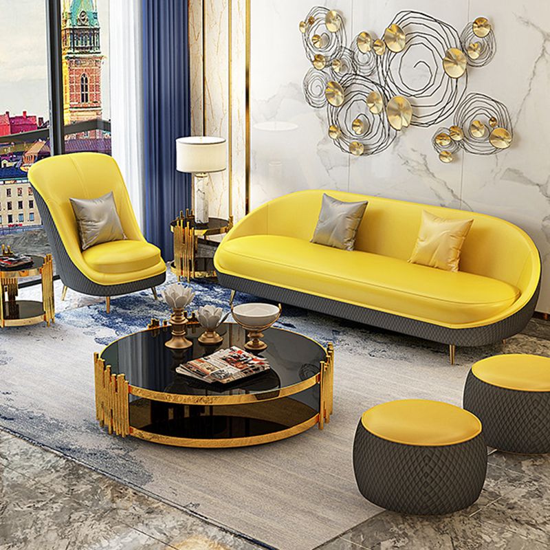 Sloped Arm Curved Sofa with Tight Back Contemporary Sofa for Apartment