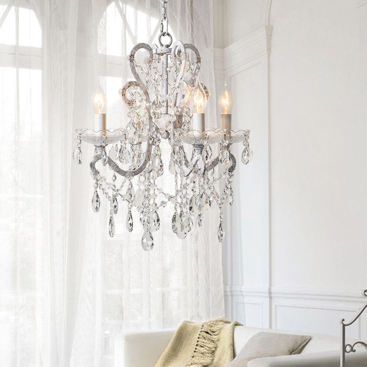 American Style Candle Chandelier Light Fixtures Multi-Head Hanging Pendant Lamps with Crystal