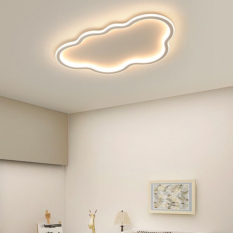 Contemporary White Single Flush Mount Lighting LED Unique Ceiling Light