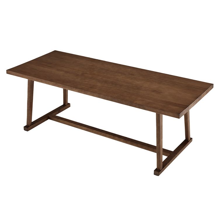 Mesa de comedor blanca de madera maciza rectángulo Simplicidad Mesa base de caballete para comedor