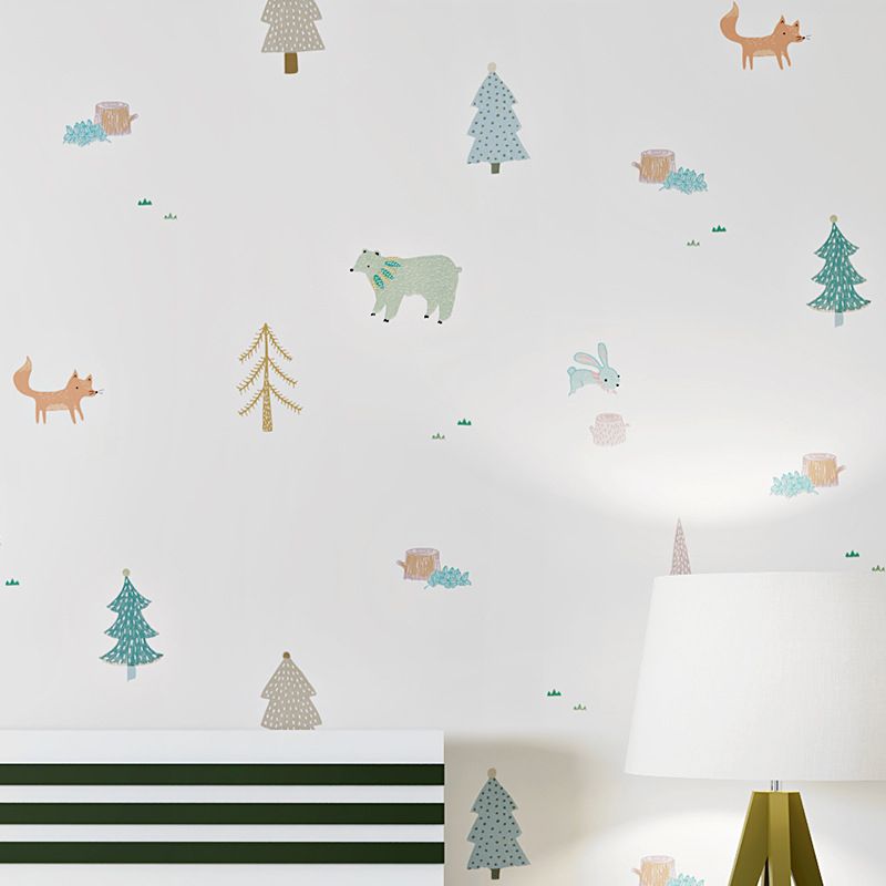 Cute Multi-Colored Animal Wallpaper for Kids, 33'L x 20.5"W, Non-Pasted