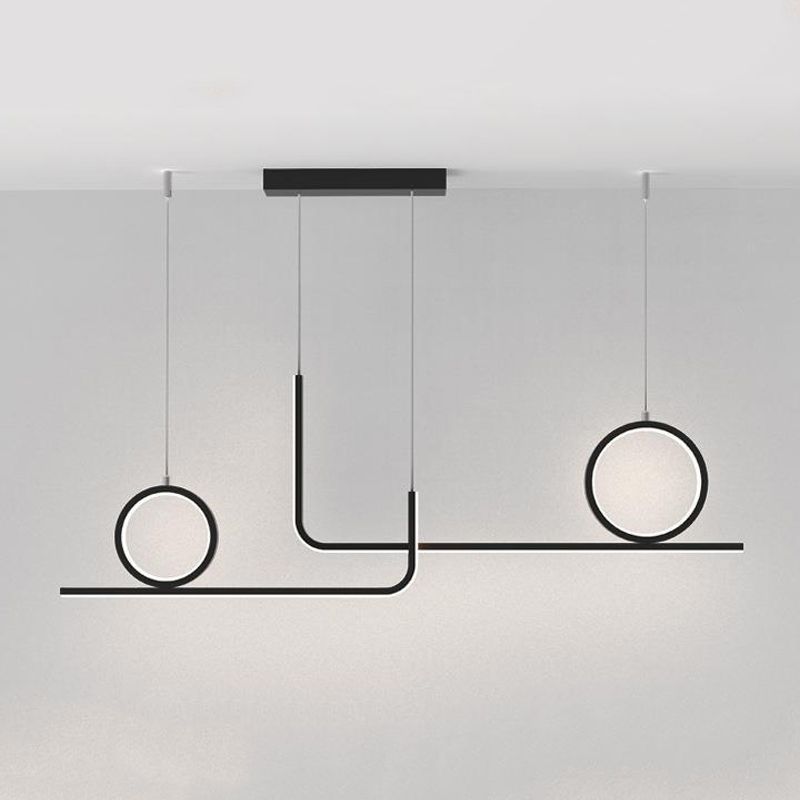 Modern 4-Light Black Kitchen Island Lighting LED Unique Island Pendant Lighting