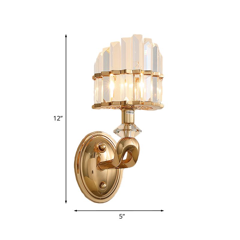 Postmodern Half-Shade Wall Light 1 Head Tri-Sided Crystal Rod Wall Mounted Lamp in Gold