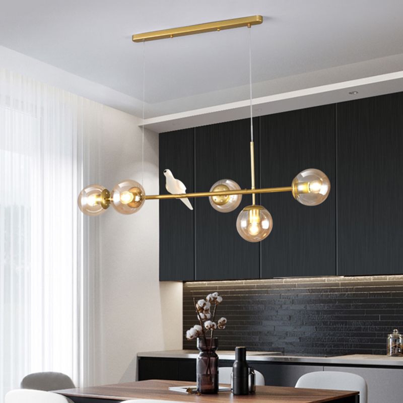 Modo Island Light Postmodern Glass 5-Light Suspended Lighting Fixture for Restaurant